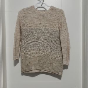 Cream knit sweater, metallic silver variegated